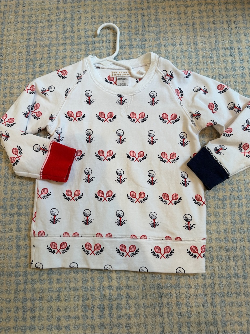 TBBC Kids Tennis-Print Long Sleeve Top - White & red